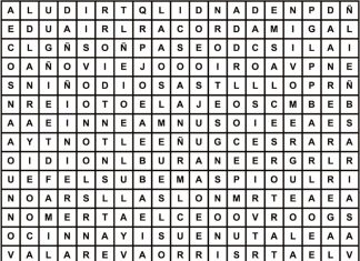 Spanish festive word search