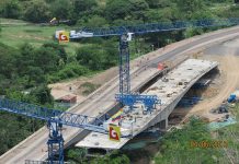 A construction site of a bridge on the Ruta del Sol II project