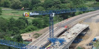 A construction site of a bridge on the Ruta del Sol II project