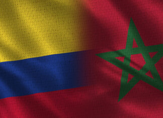 Colombian and Moroccan flags together for article about Colombia-Morocco women's World Cup match