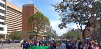 The Minga Indigena at the front of the protests