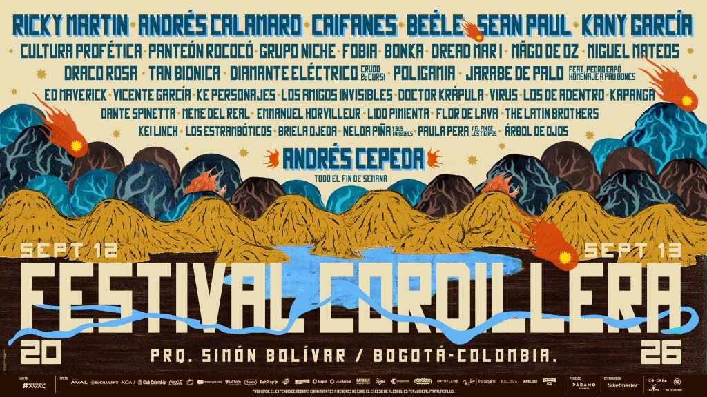 Lineup for Festival Cordillera 2026 published on a Bogotá Post story about the event